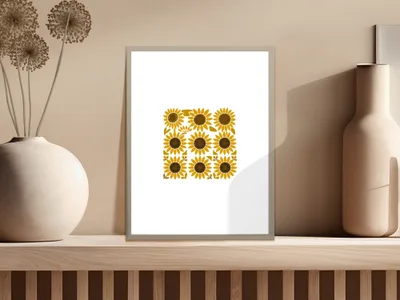 Sunflower Digital Download, Floral Pattern Art Print, Boho Yellow Flower Graphic, Instant Printable File, Aesthetic Summer Decor, Crafting