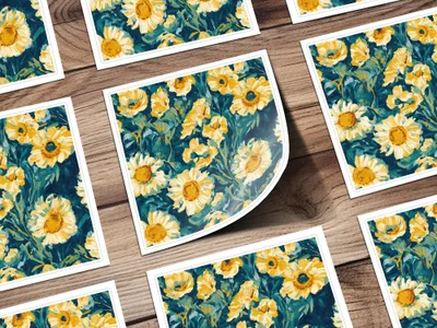 Sunflower Digital Paper, Floral Pattern, Seamless Background, Digital Download, Scrapbooking Paper, Fabric Design, Yellow Flowers