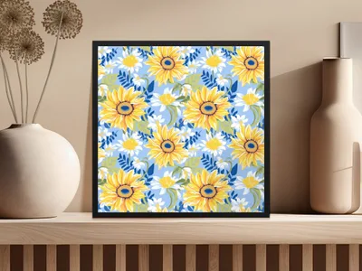 Preppy Sunflower Pattern Fall Sunflowers Seamless Background