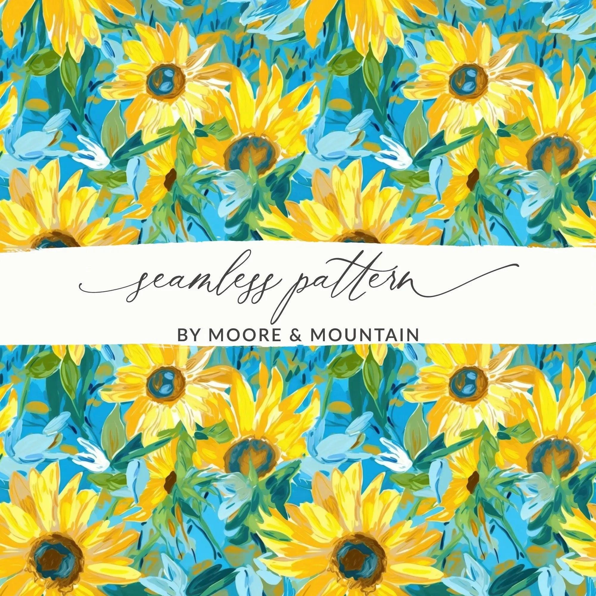 Sunflower Digital Paper, Floral Seamless Pattern, Yellow Flower JPEG Files, Fabric Design, Scrapbooking Paper, Digital Download