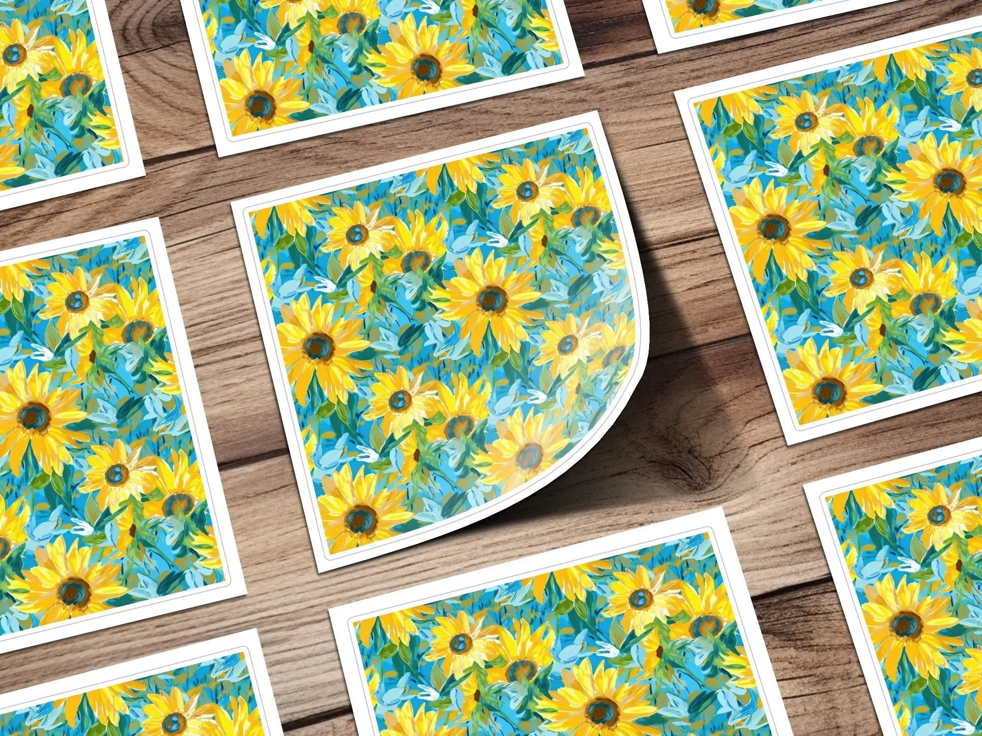 Sunflower Digital Paper, Floral Seamless Pattern, Yellow Flower JPEG Files, Fabric Design, Scrapbooking Paper, Digital Download