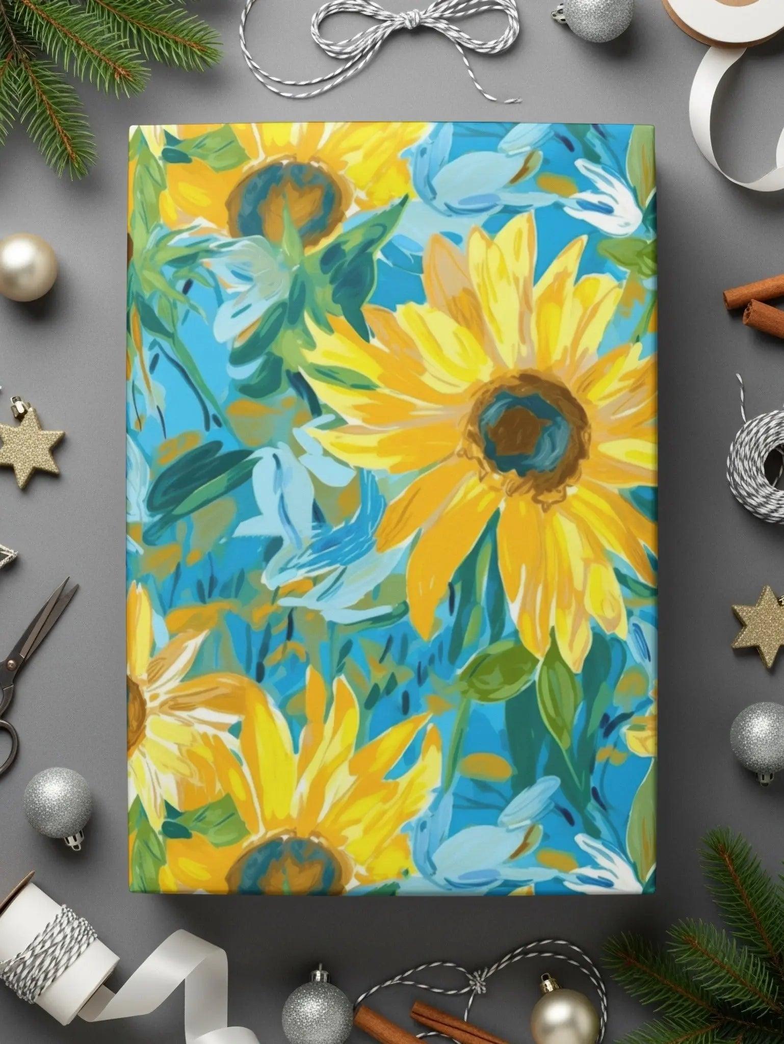 Sunflower Digital Paper, Floral Seamless Pattern, Yellow Flower JPEG Files, Fabric Design, Scrapbooking Paper, Digital Download