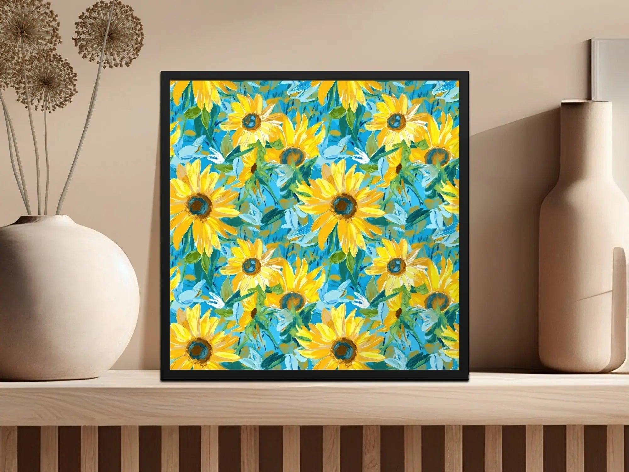 Sunflower Digital Paper, Floral Seamless Pattern, Yellow Flower JPEG Files, Fabric Design, Scrapbooking Paper, Digital Download