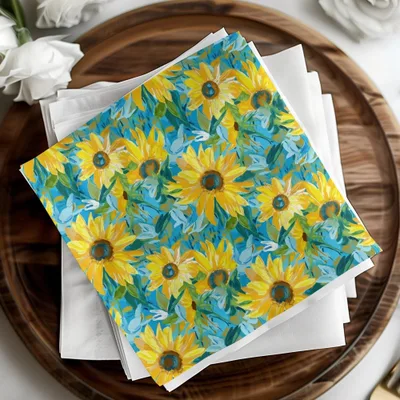 Sunflower Digital Paper, Floral Seamless Pattern, Yellow Flower JPEG Files, Fabric Design, Scrapbooking Paper, Digital Download