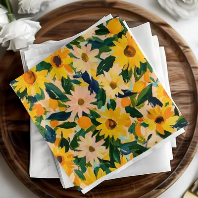 Sunflower Digital Seamless Pattern, Lemon Summer Print, JPEG File, Printable Fabric Design, Floral Pattern, Yellow Flower Design