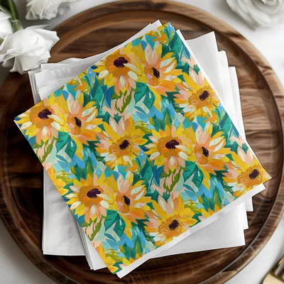 Sunflower Seamless Pattern Digital, Floral Art Digital Paper Pack, Watercolor Style Texture, Repeatable Tile Design, JPEG Files