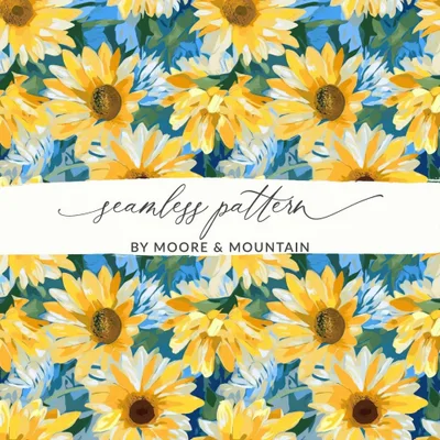 Sunflower Seamless Pattern Digital Paper, Floral Design, Summer Background, Digital Download for Fabric, Scrapbooking, Craft Projects