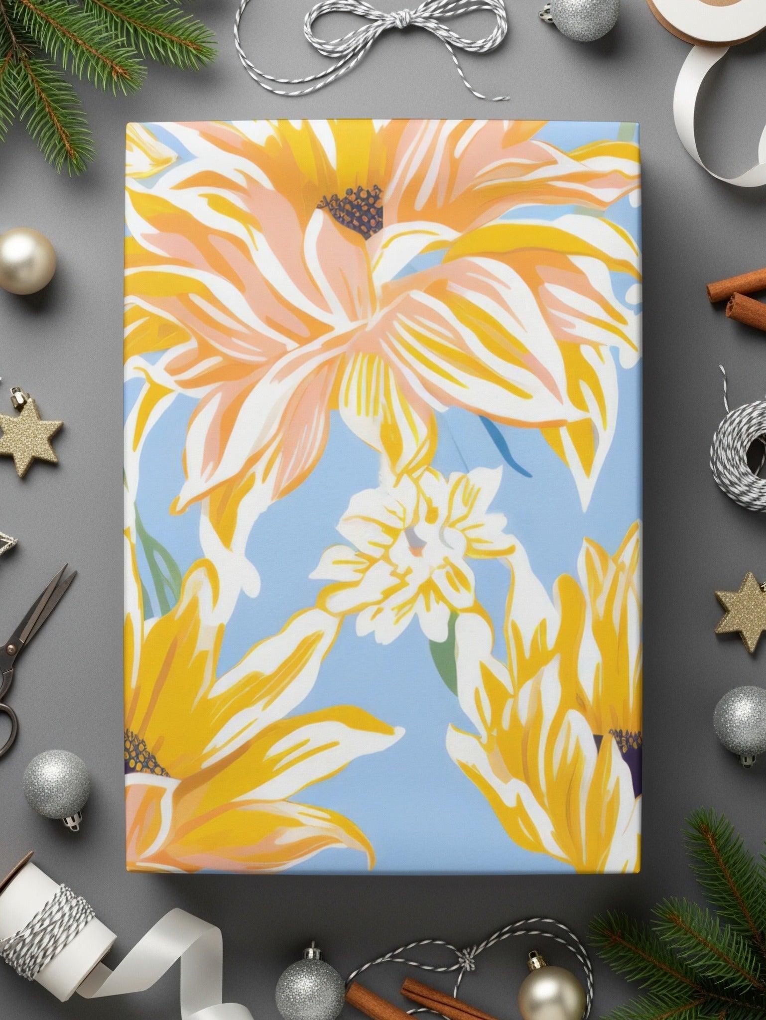 Sunflower Seamless Pattern, Floral Digital Paper, Sunny Yellow Flower Print, Fabric Design, Printable Background, Commercial Use