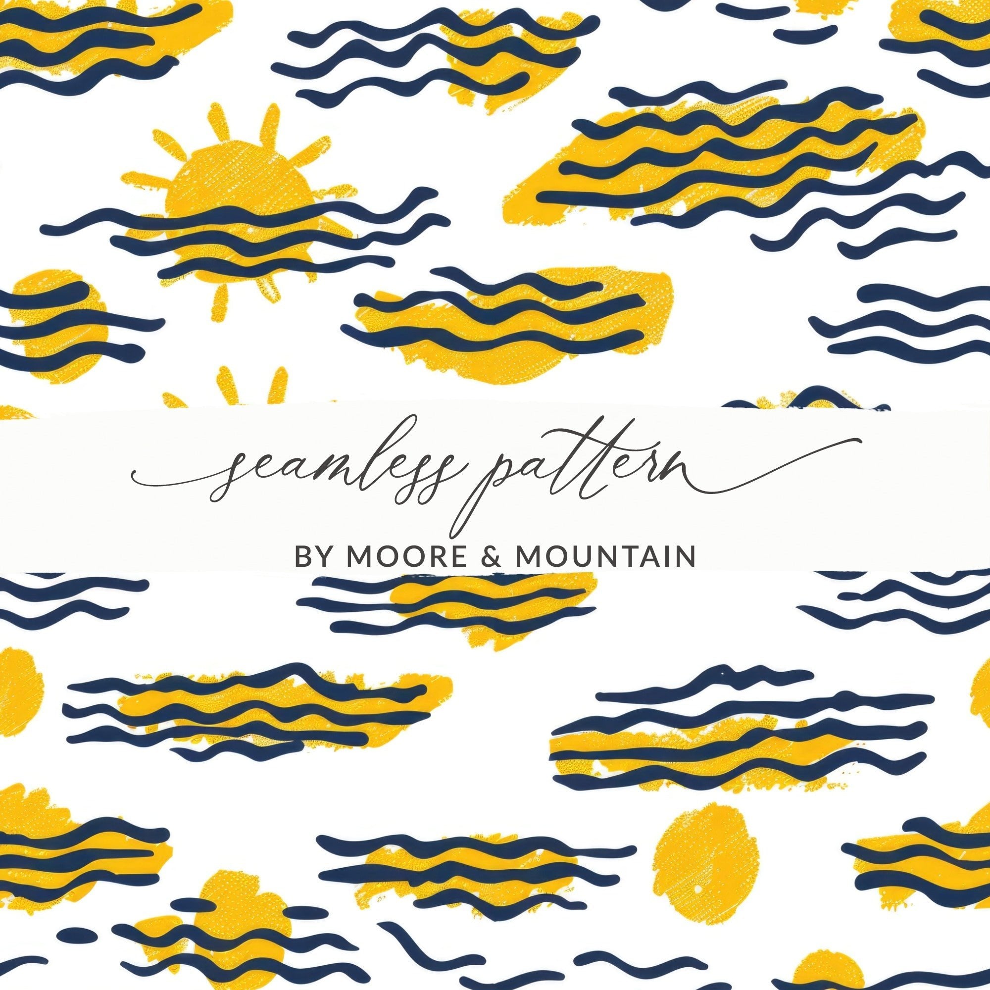 Sunny Waves Digital Seamless Pattern, Summer Vibe Digital Paper for Fabric, Scrapbooking, Backdrops, Digital Products