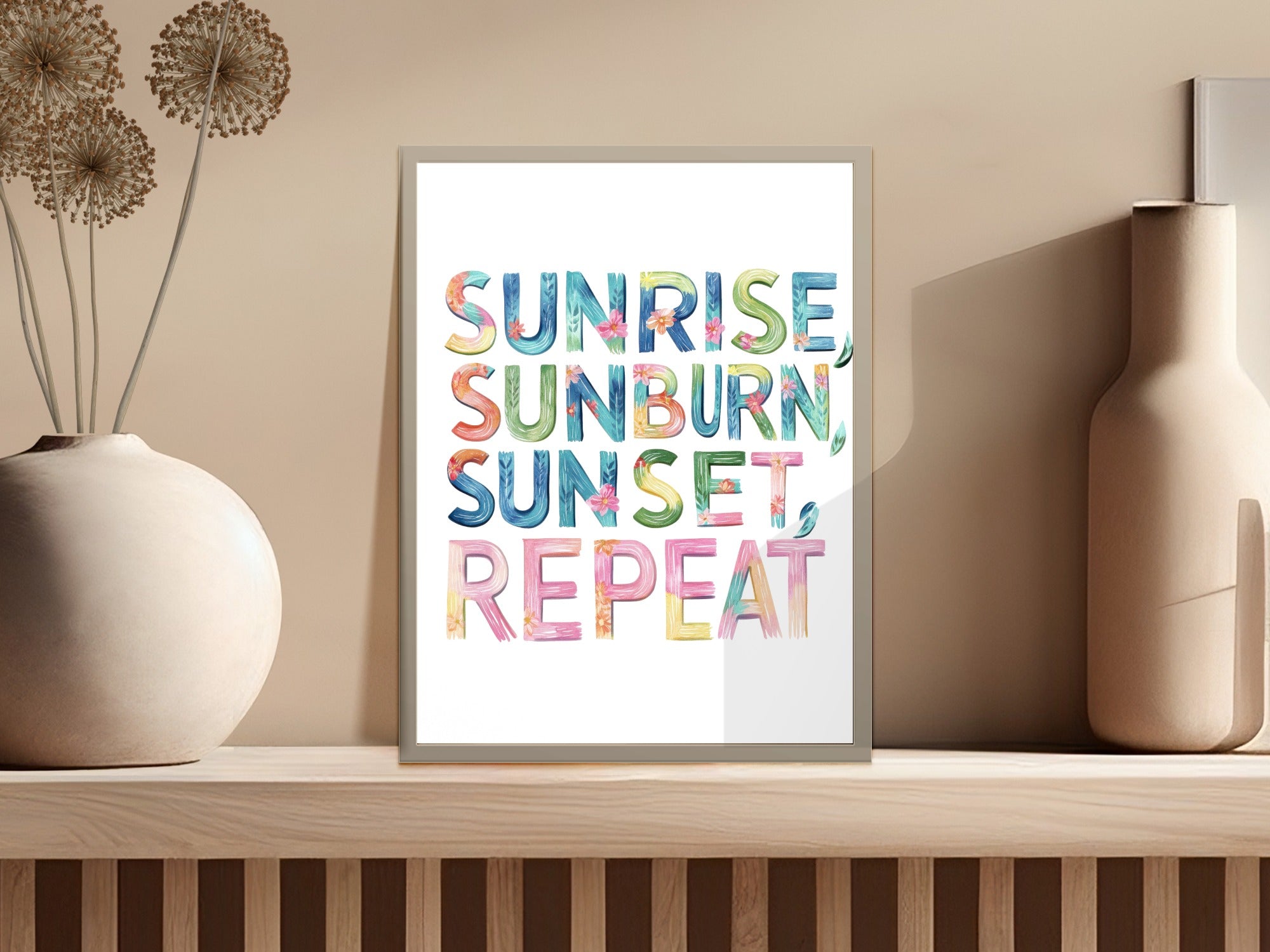 Sunrise Sunset Repeat SVG Digital File for Summer Beach Vacation Shirt Design, Tropical Floral PNG Clipart, Ocean Beach Lover Gift SVG