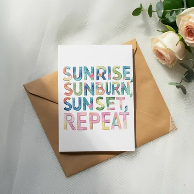 Sunrise Sunset Repeat SVG Digital File for Summer Beach Vacation Shirt Design, Tropical Floral PNG Clipart, Ocean Beach Lover Gift SVG