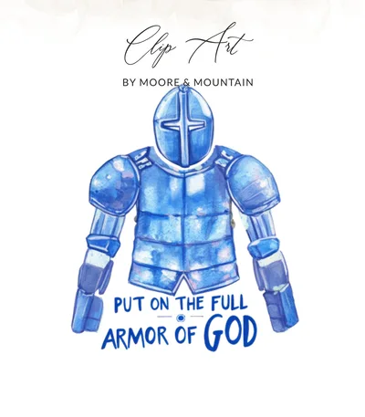 SVG Armor of God Digital Download, Christian Faith Clipart, Blue Knight PNG SVG, Bible Verse Ephesians 6, Commercial Use, Spiritual Art, Preppy