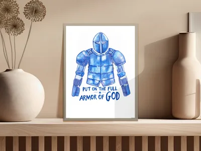 SVG Armor of God Digital Download, Christian Faith Clipart, Blue Knight PNG SVG, Bible Verse Ephesians 6, Commercial Use, Spiritual Art, Preppy
