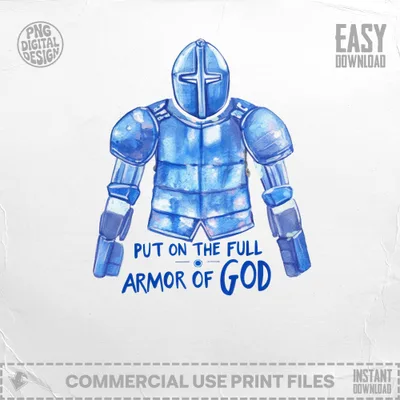 SVG Armor of God Digital Download, Christian Faith Clipart, Blue Knight PNG SVG, Bible Verse Ephesians 6, Commercial Use, Spiritual Art, Preppy
