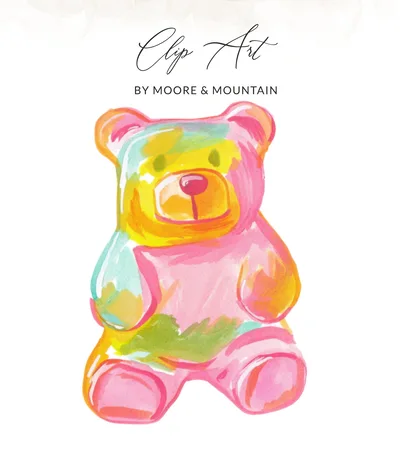 SVG Colorful Gummy Bear SVG PNG Digital File, Cute Watercolor Gummy Bear Clipart, Sweet Candy Kawaii Bear Download for Crafts, Kids Art