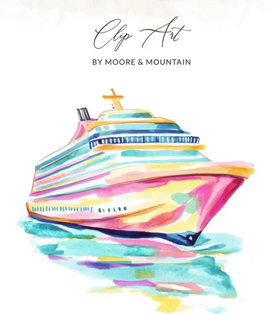 SVG Cruise Ship SVG Preppy Clip Art Digital File T-Shirt Design | Colorful Vacation Boat PNG Sublimation Graphic Gift for Her