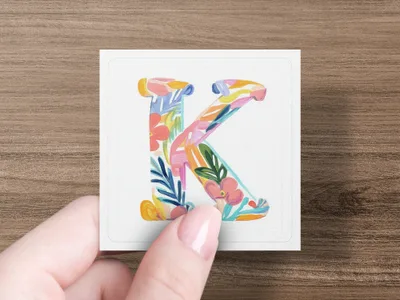 SVG Digital K Initial PNG, Watercolor Preppy Clipart, Tropical Floral Alphabet, Painterly Neon SVG, Vibrant Pastel Graphic, Hand Painted Letter
