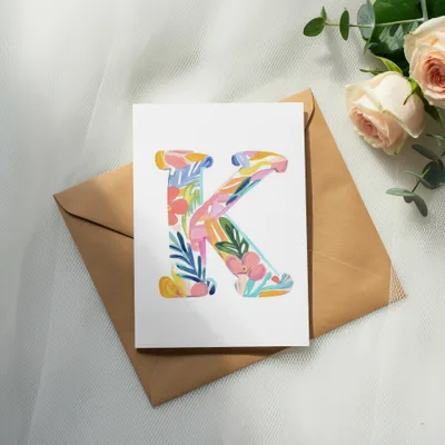 SVG Digital K Initial PNG, Watercolor Preppy Clipart, Tropical Floral Alphabet, Painterly Neon SVG, Vibrant Pastel Graphic, Hand Painted Letter