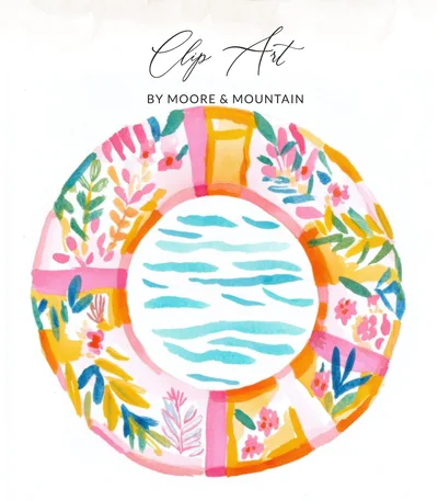 SVG Floral Pool Float SVG, Summer Water PNG, Preppy Neon Clipart, Girly Beach Illustration, Trendy Sticker Design, Sublimation Digital Art