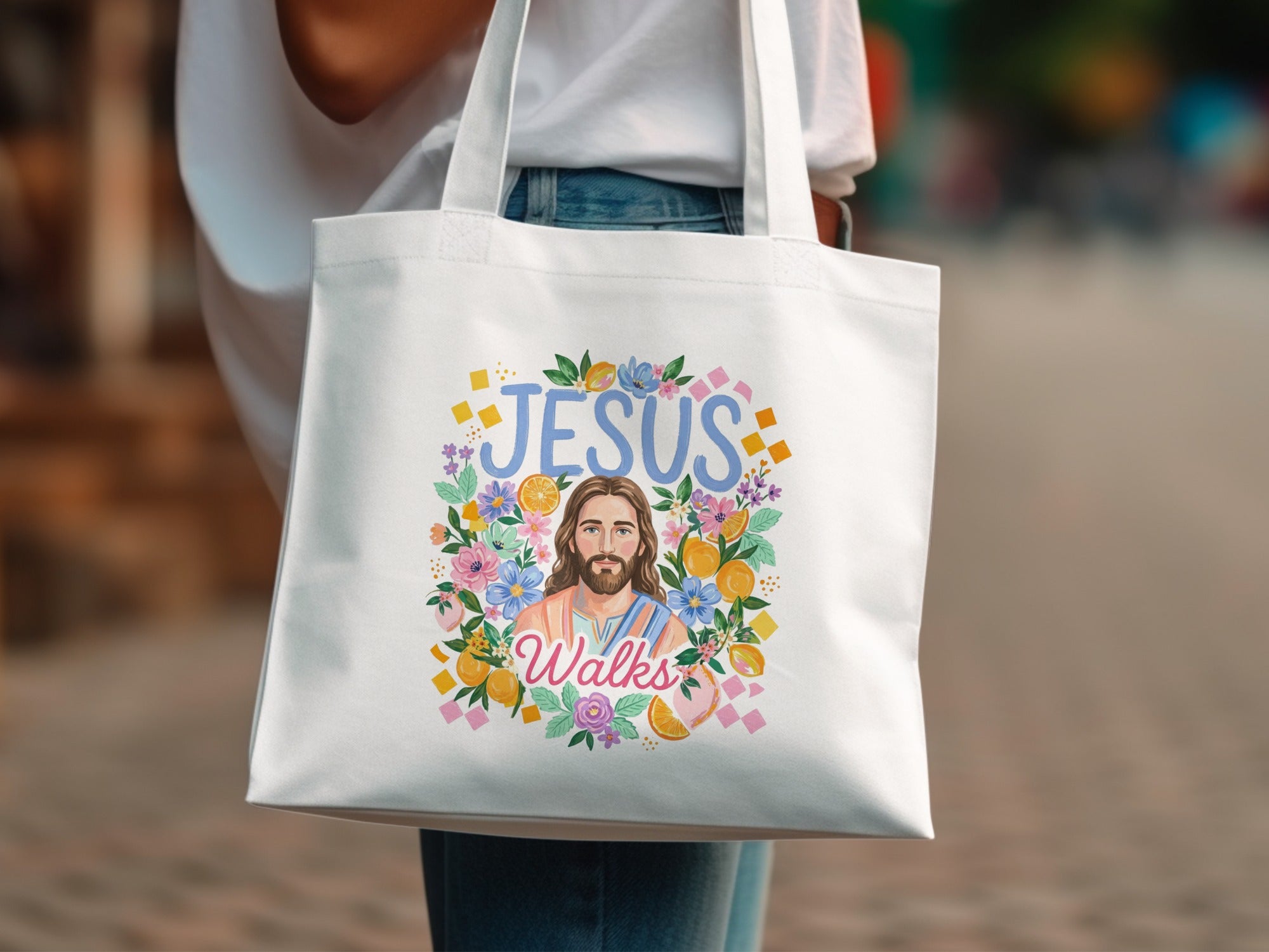 SVG Jesus Walks Floral T-Shirt Digital Download, Christian Faith PNG, Religious Inspirational Shirt Design, Easter Spring Faith Apparel Gift