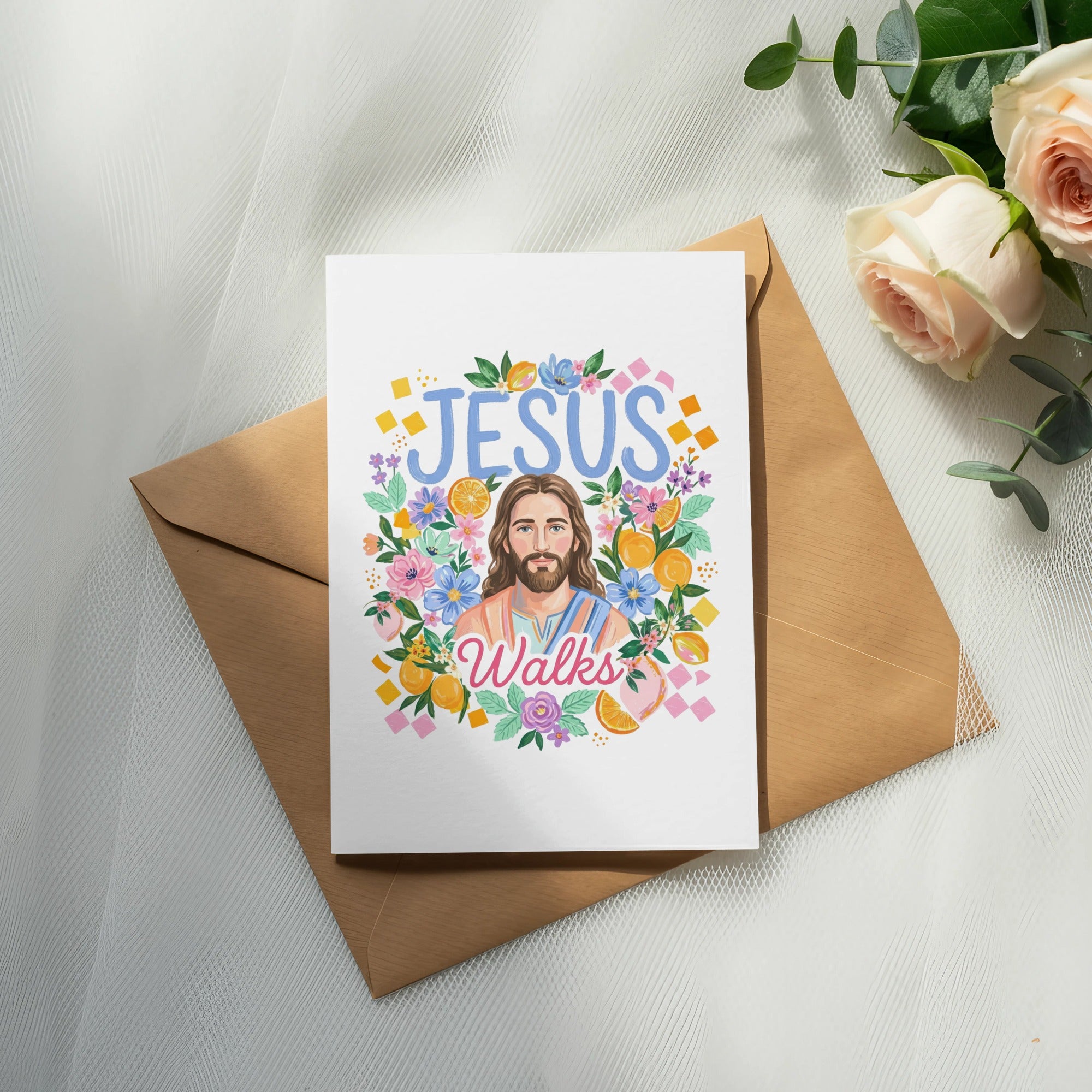 SVG Jesus Walks Floral T-Shirt Digital Download, Christian Faith PNG, Religious Inspirational Shirt Design, Easter Spring Faith Apparel Gift