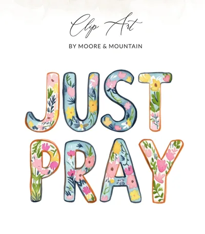 SVG Just Pray SVG, Preppy Clip Art Floral Christian Digital Download, Inspirational Faith PNG, Religious T-Shirt Design, Aesthetic Planner