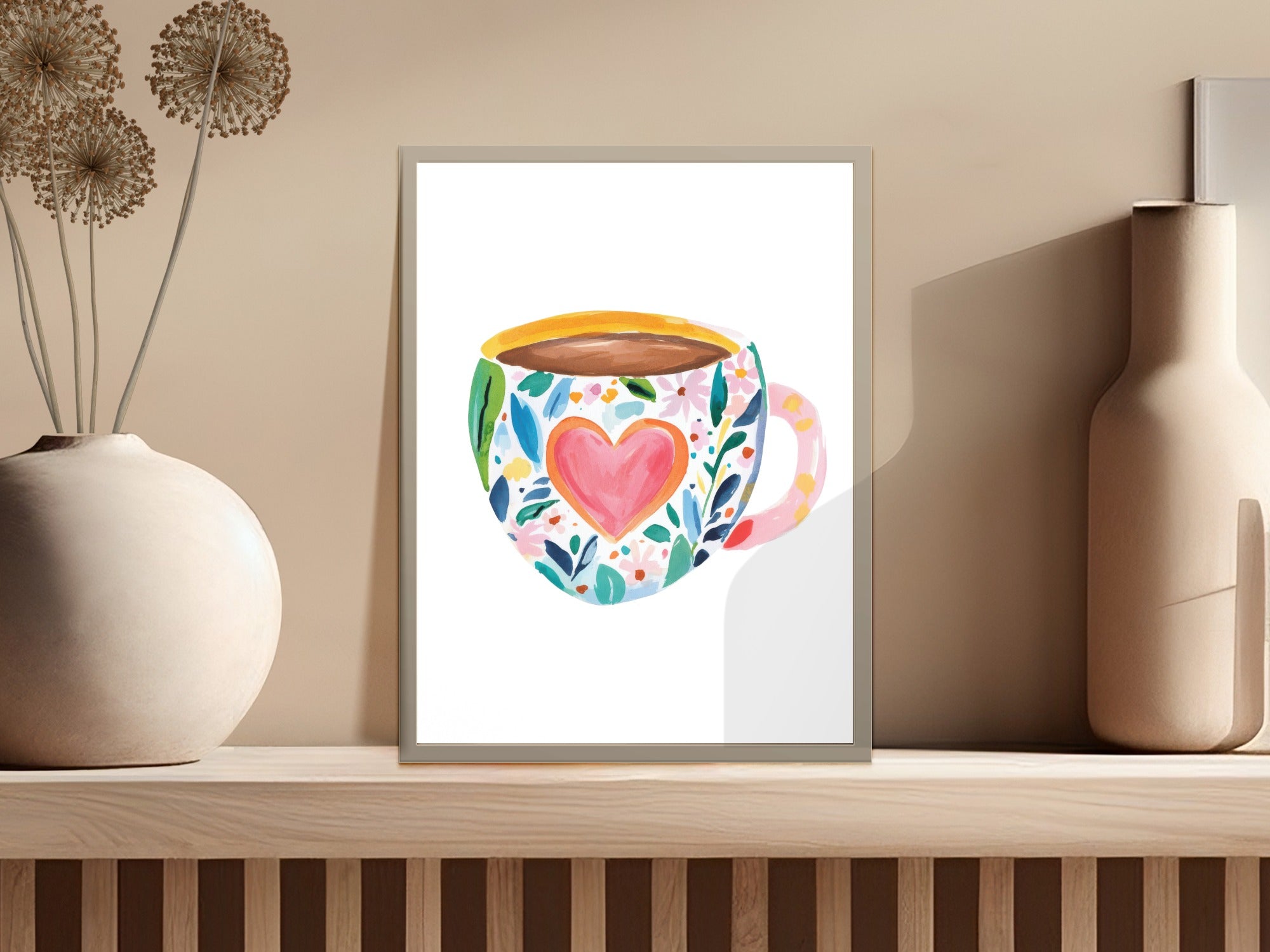 SVG Preppy Clip Art Floral Heart Mug PNG, SVG Sublimation File, Digital Coffee Cup Design for Crafters & Gifts