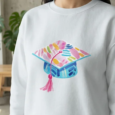 SVG Preppy Clip Art Graduation Cap SVG Digital T-Shirt Design | Colorful Abstract Graduate Gift PNG Cut File