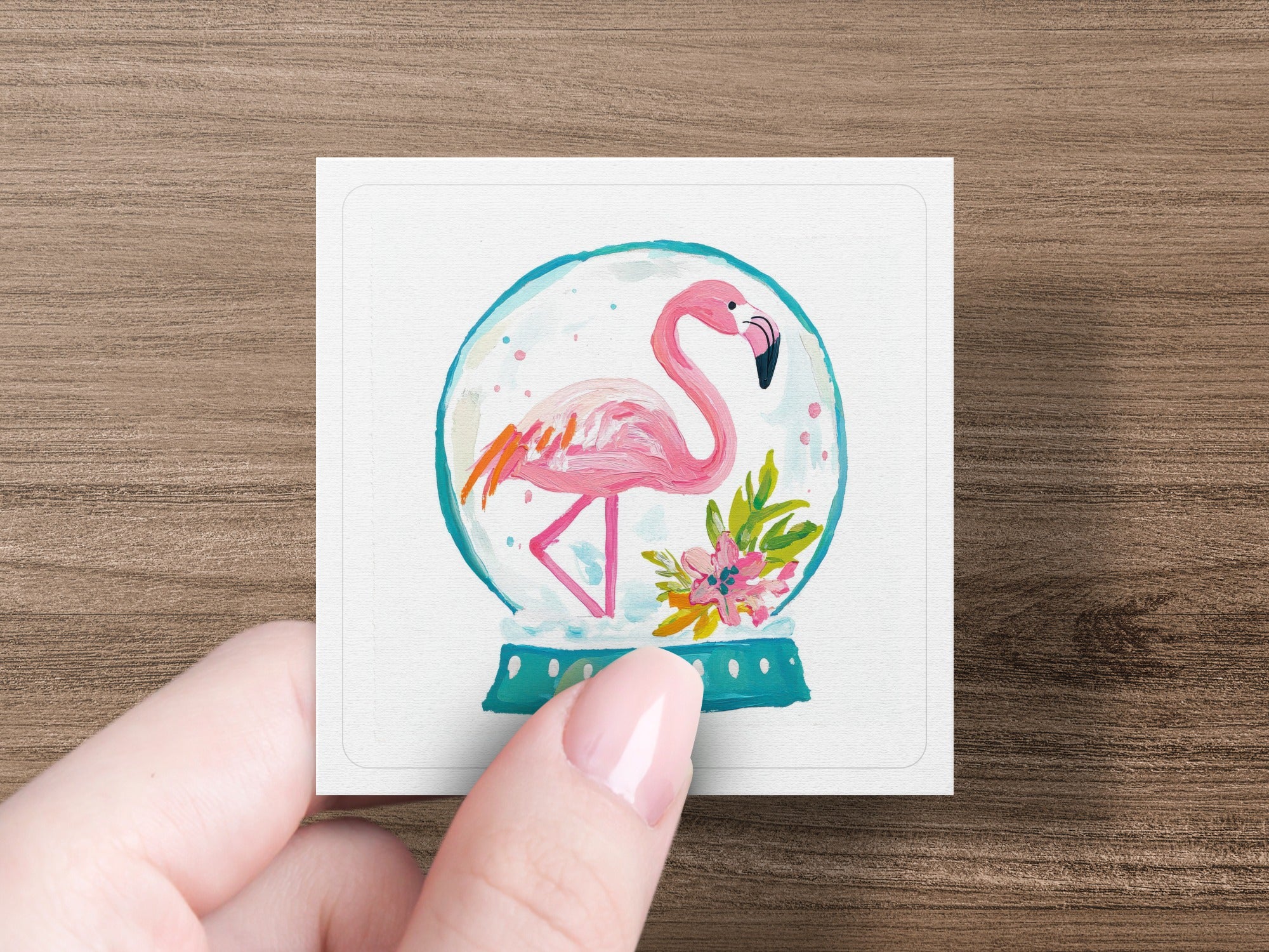 SVG Preppy Flamingo Snow Globe Clipart, Digital Download PNG SVG, Vibrant Tropical Summer Art, Commercial Use, Cute Y2K Aesthetic