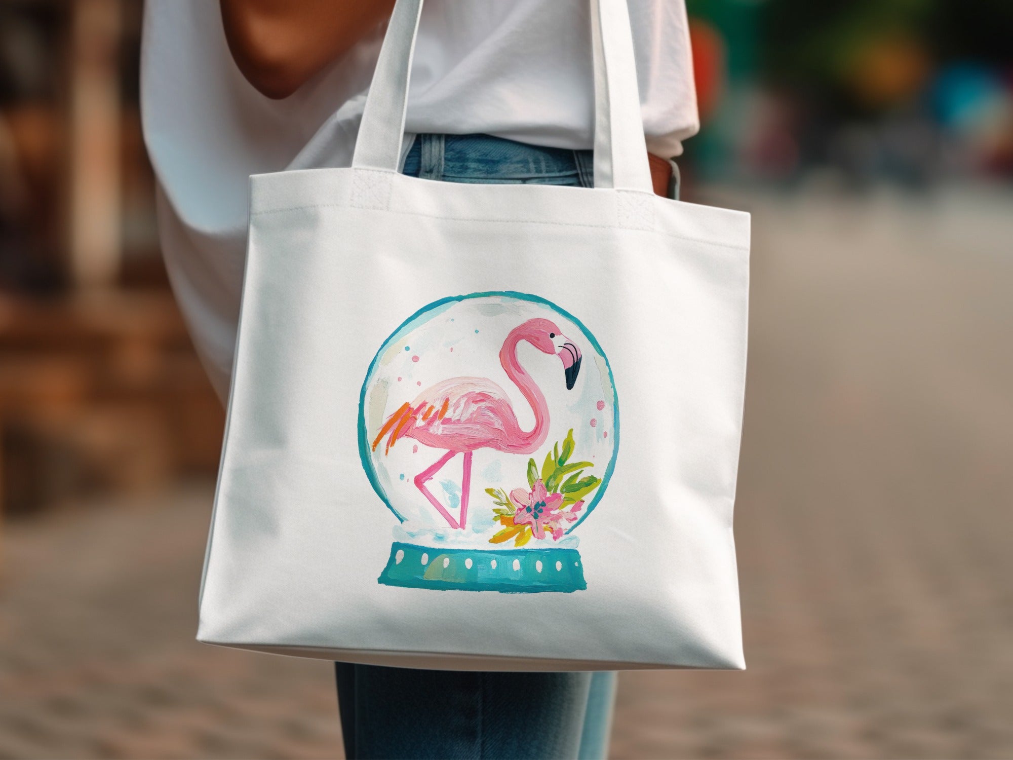 SVG Preppy Flamingo Snow Globe Clipart, Digital Download PNG SVG, Vibrant Tropical Summer Art, Commercial Use, Cute Y2K Aesthetic