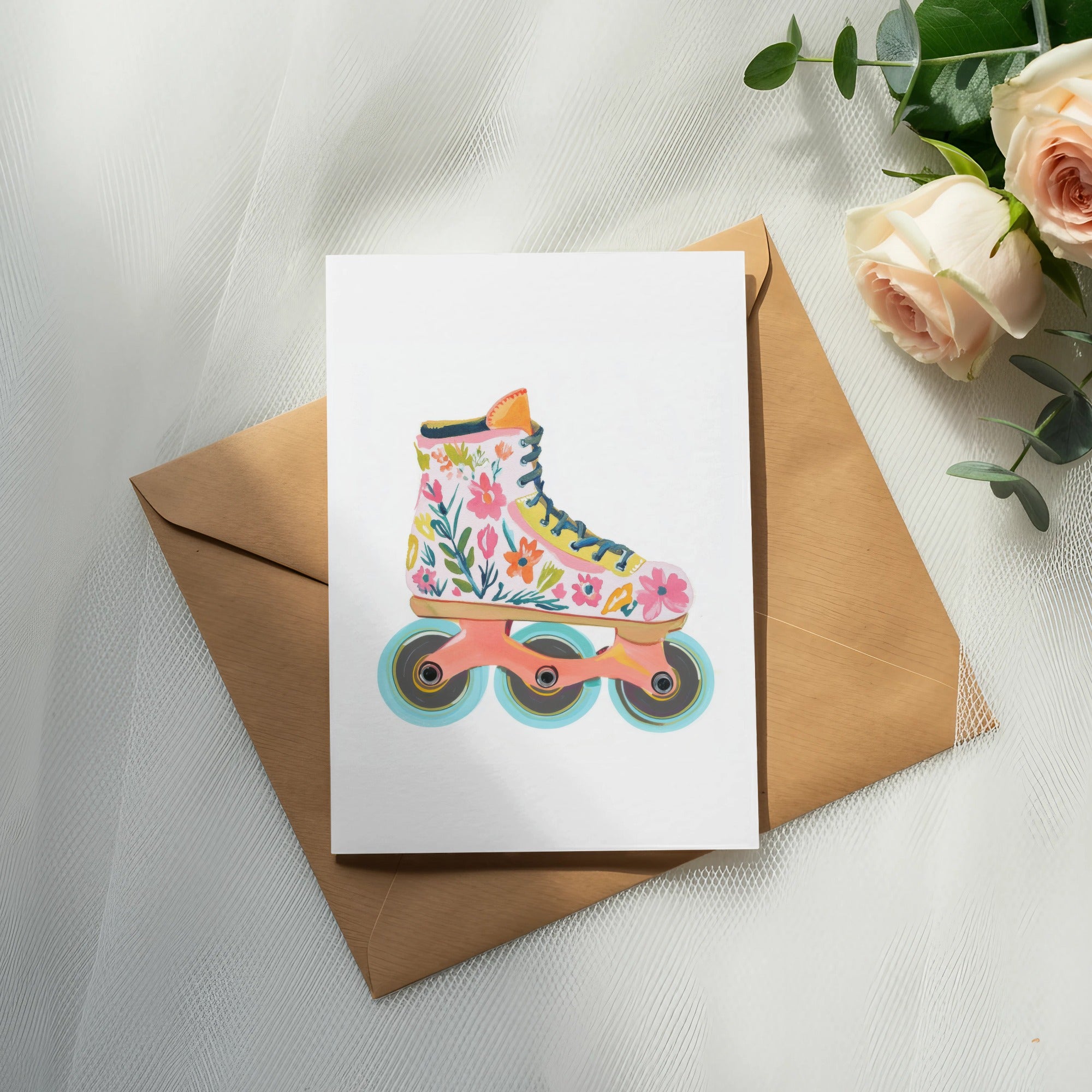 SVG Preppy Floral Rollerblade PNG 90s Clip Art, Cute Rainbow Clipart, Trendy Girly Design, Cricut Cut File, Sublimation Download