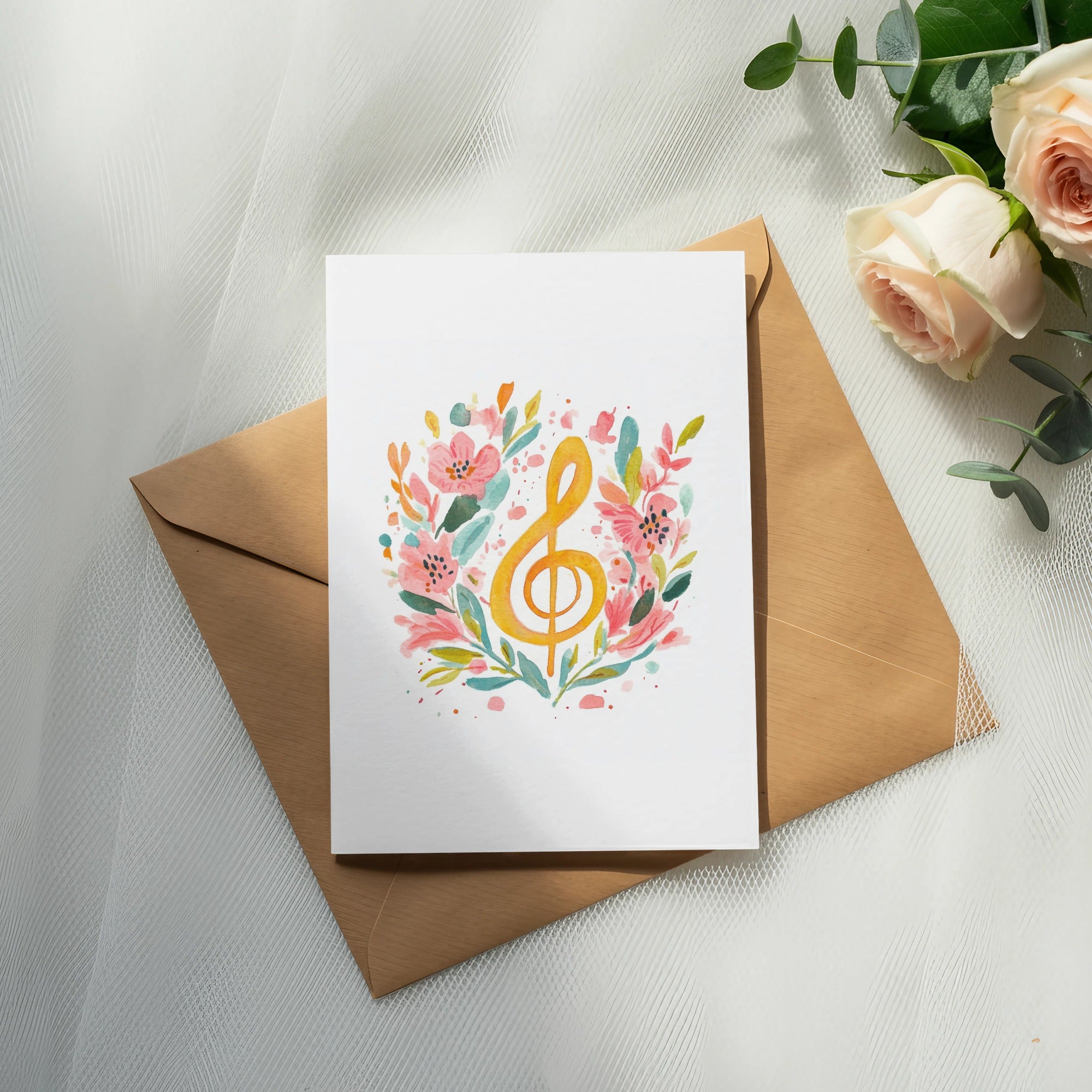 SVG Preppy Floral Treble Clef Digital Art, Rainbow Pastel Artwork, Vibrant PNG Download, Cute Illustration, Printable Sticker File, Cricut SVG