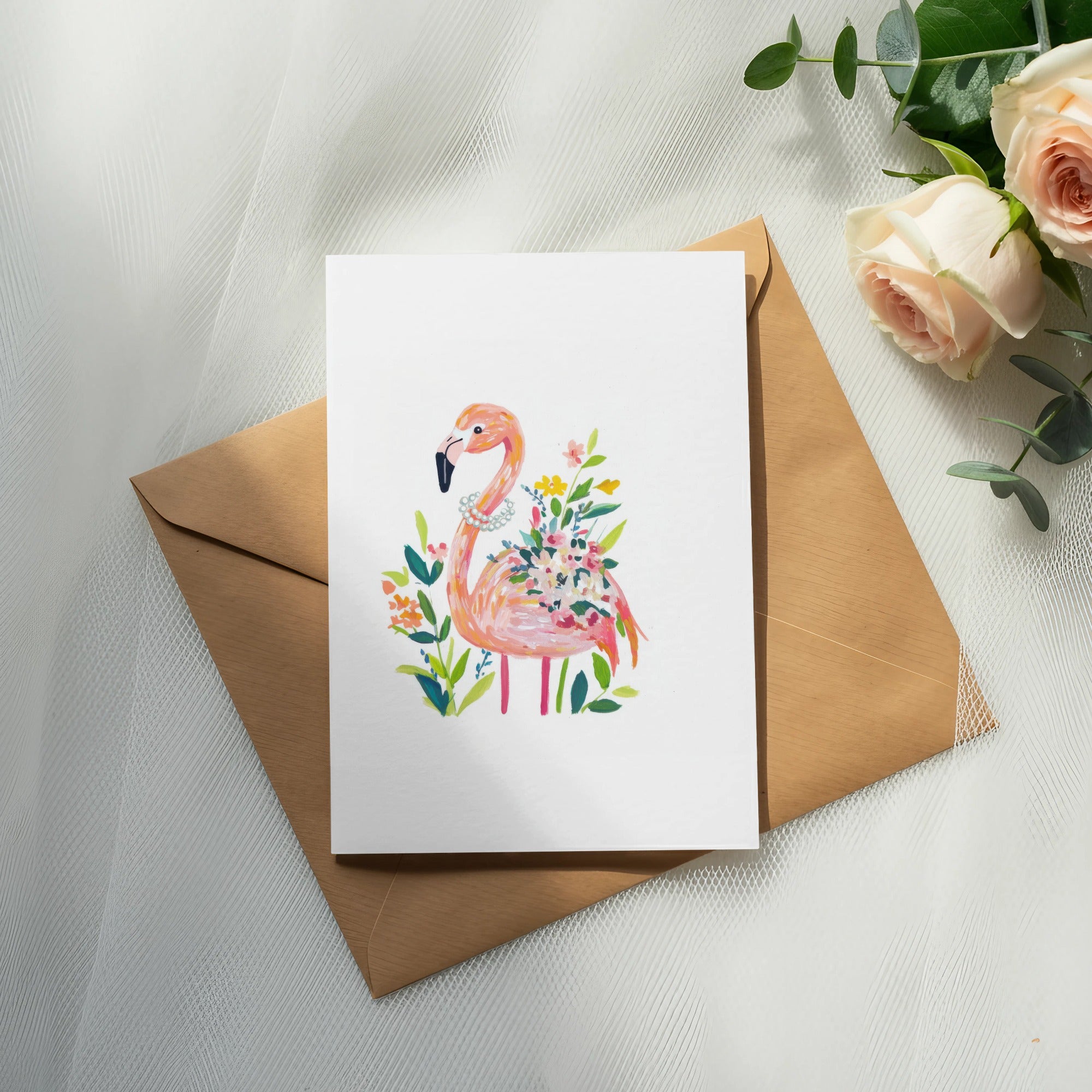 SVG Preppy Painterly Flamingo SVG, Hand Painted PNG Clipart, Gouache Style Illustration Digital, Watercolor Preppy Graphic, Pastel Artwork