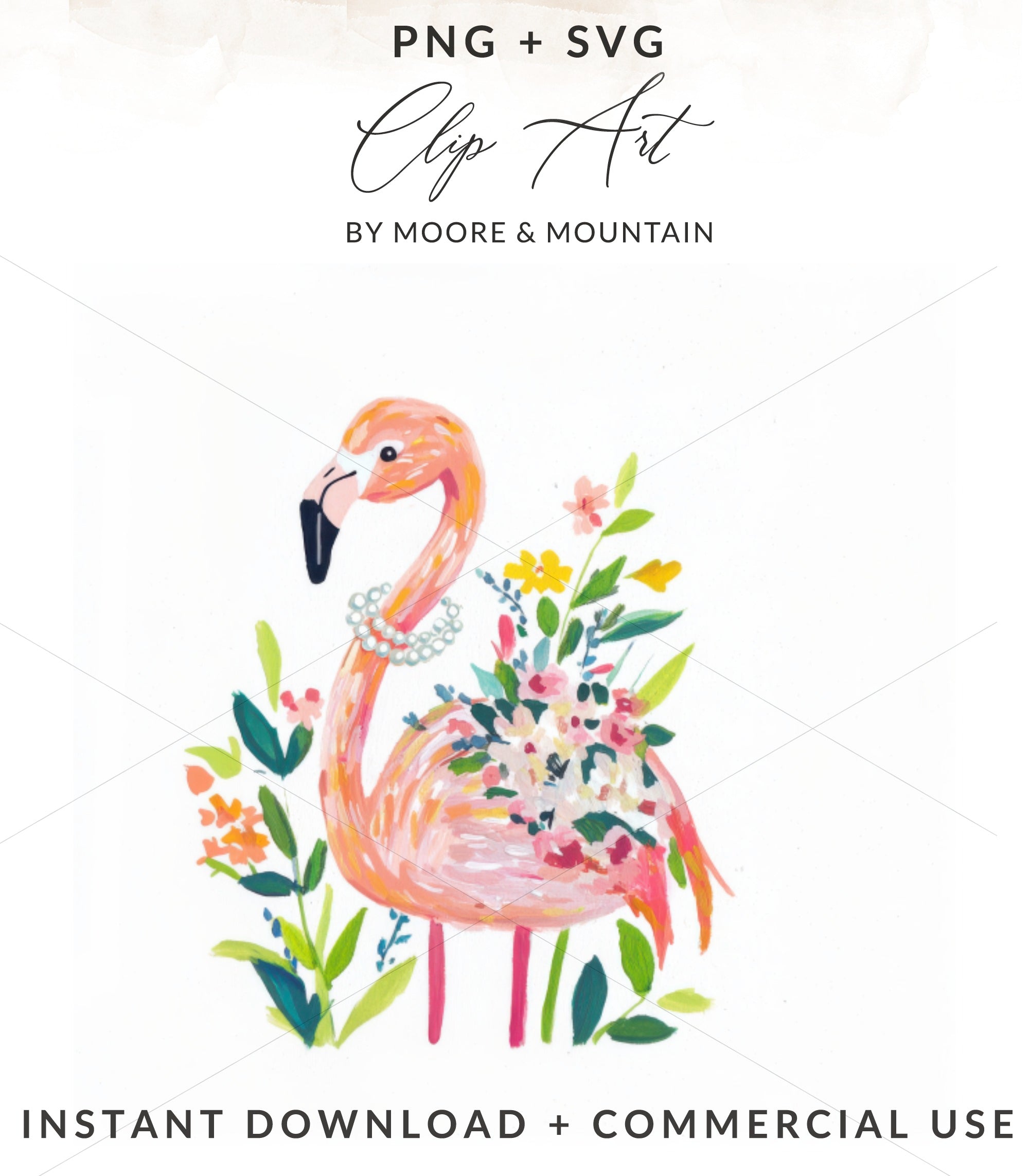 SVG Preppy Painterly Flamingo SVG, Hand Painted PNG Clipart, Gouache Style Illustration Digital, Watercolor Preppy Graphic, Pastel Artwork
