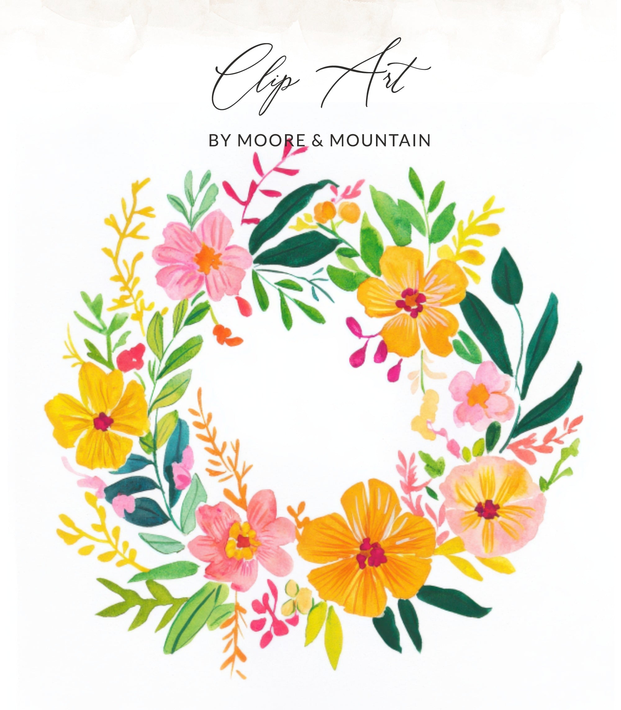 SVG Preppy Painterly SVG, Hand Painted Floral Wreath Clipart, Gouache Style Illustration PNG, Watercolor Preppy Graphic, Vibrant Pastel Artwork