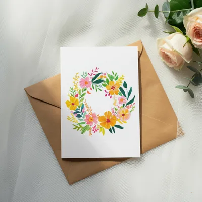 SVG Preppy Painterly SVG, Hand Painted Floral Wreath Clipart, Gouache Style Illustration PNG, Watercolor Preppy Graphic, Vibrant Pastel Artwork