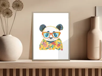 SVG Preppy Panda Clipart, Kawaii Panda PNG, Bright Aesthetic Graphic, Retro Y2k Design, Colorful Sticker Design, Printable Sticker File