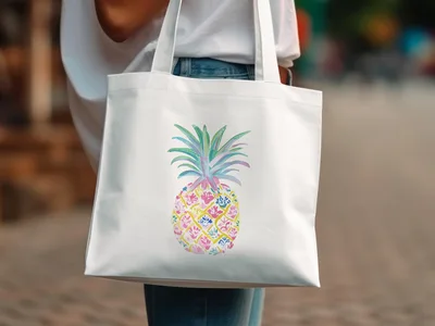 SVG Preppy Pineapple Clipart Digital Download, Commercial Use PNG SVG, Vibrant Watercolor Art, Pastel Summer Fruit Y2K Aesthetic, Retro Rainbow