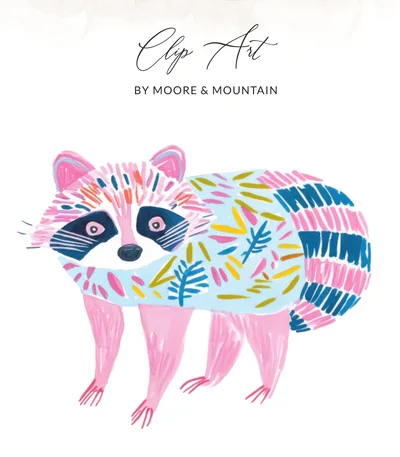 SVG Preppy Raccoon Clip Art SVG Digital Design for T-Shirt, Whimsical Animal Art Print, Colorful Abstract Woodland Creature DTF Sublimation
