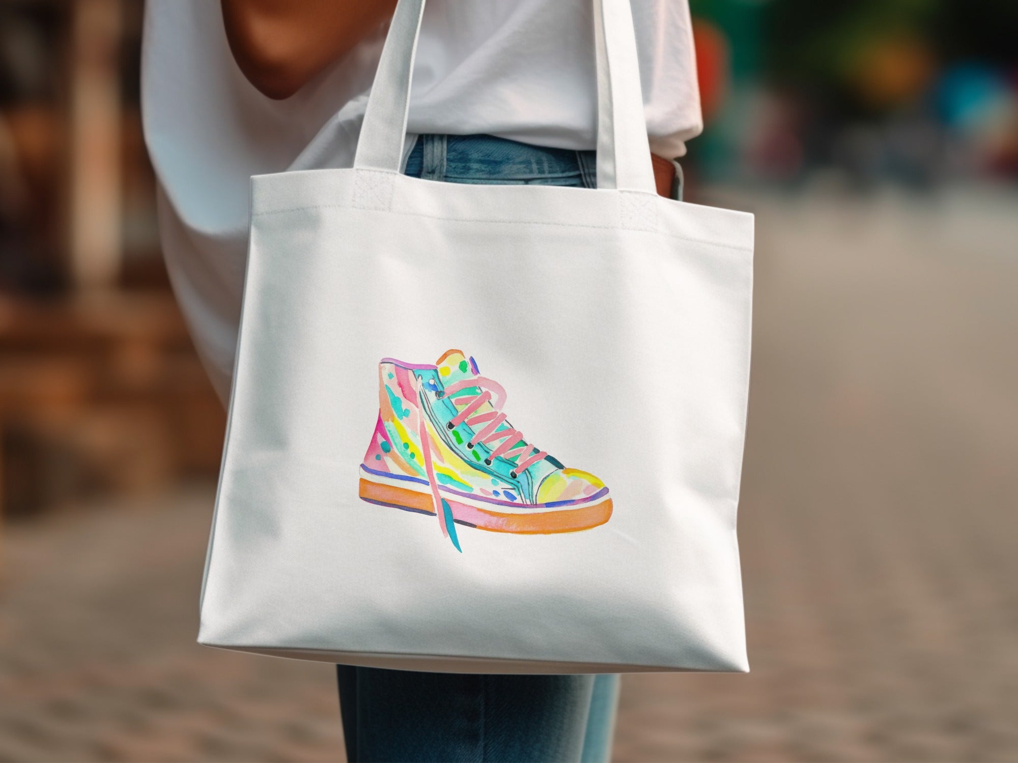 SVG Preppy Sneaker Clipart, Neon Pastel SVG, Trendy Shoe PNG, Vibrant Printable Sticker, Rainbow Aesthetic Art, Sublimation Design File