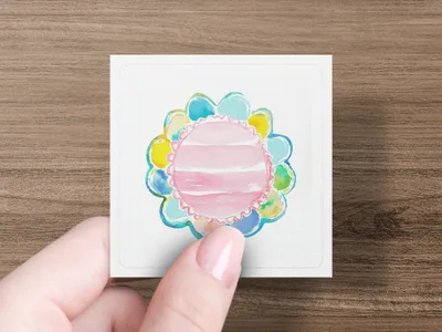 SVG Preppy Watercolor Scalloped Frame PNG, Pastel Rainbow Clipart, Digital Download, Girly Pop Graphic, Commercial Use, Tumbler Design