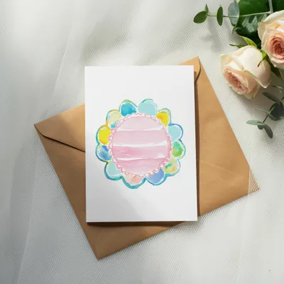 SVG Preppy Watercolor Scalloped Frame PNG, Pastel Rainbow Clipart, Digital Download, Girly Pop Graphic, Commercial Use, Tumbler Design