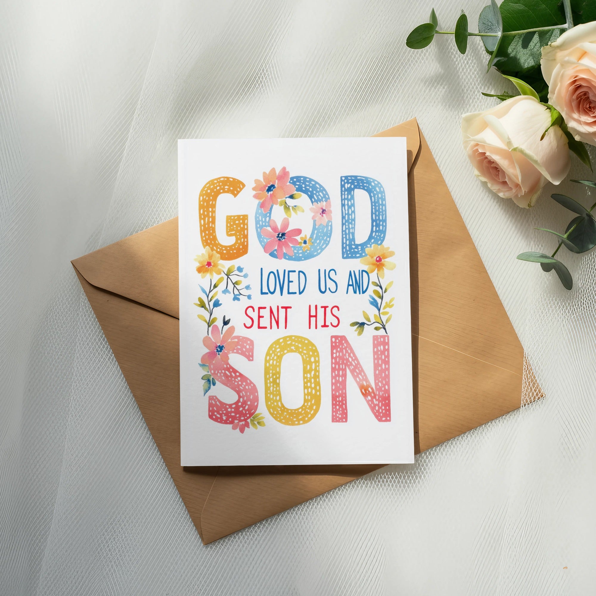 SVG Scripture Lettering PNG Kids Digital, Watercolor Preppy Clipart, Vibrant Pastel png, Tropical Floral Scripture Art, Bold Rainbow Design