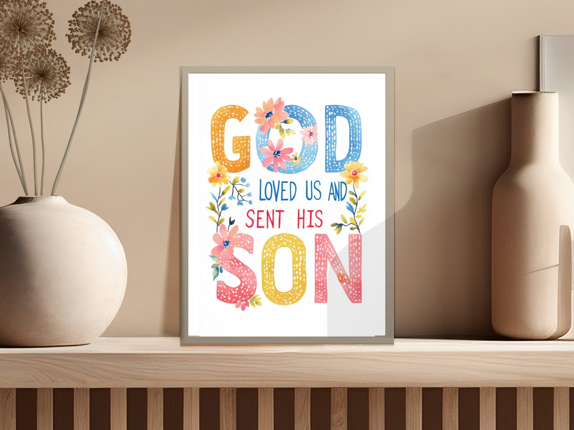 SVG Scripture Lettering PNG Kids Digital, Watercolor Preppy Clipart, Vibrant Pastel png, Tropical Floral Scripture Art, Bold Rainbow Design