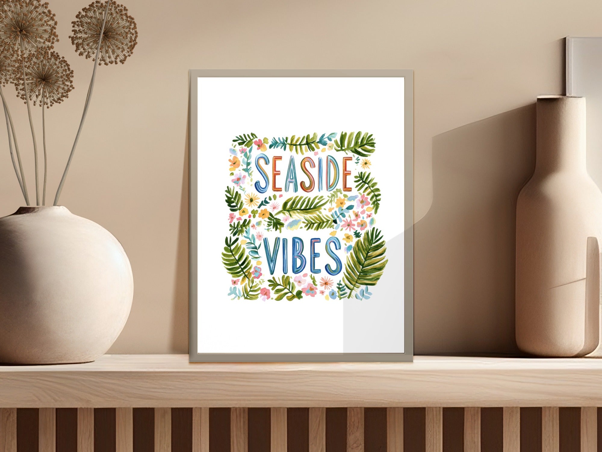SVG Seaside Vibes Digital File, SVG Sublimation PNG, Preppy Clip Art, Tropical Summer Beach Design for Cricut, Vacation Shirt