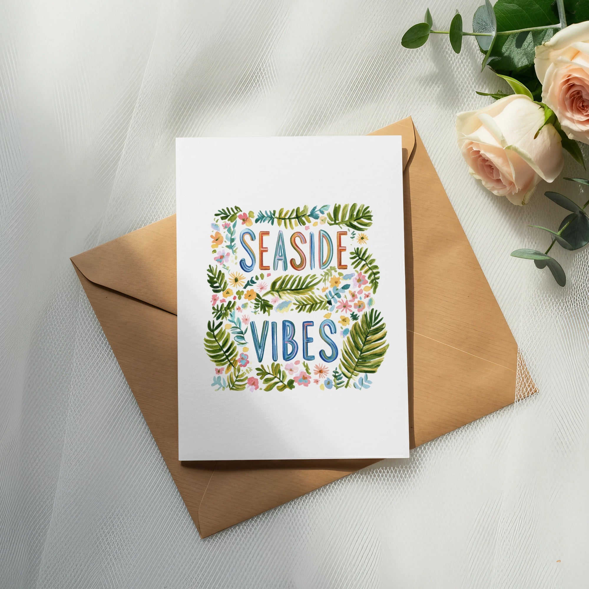 SVG Seaside Vibes Digital File, SVG Sublimation PNG, Preppy Clip Art, Tropical Summer Beach Design for Cricut, Vacation Shirt
