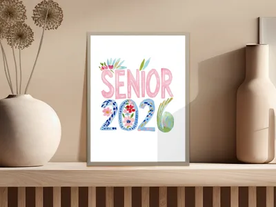 SVG Senior 2026 SVG, Preppy Clip Art, Floral Graduation Digital T-Shirt Design, Class of 2026 Graduate Shirt, Senior Year PNG