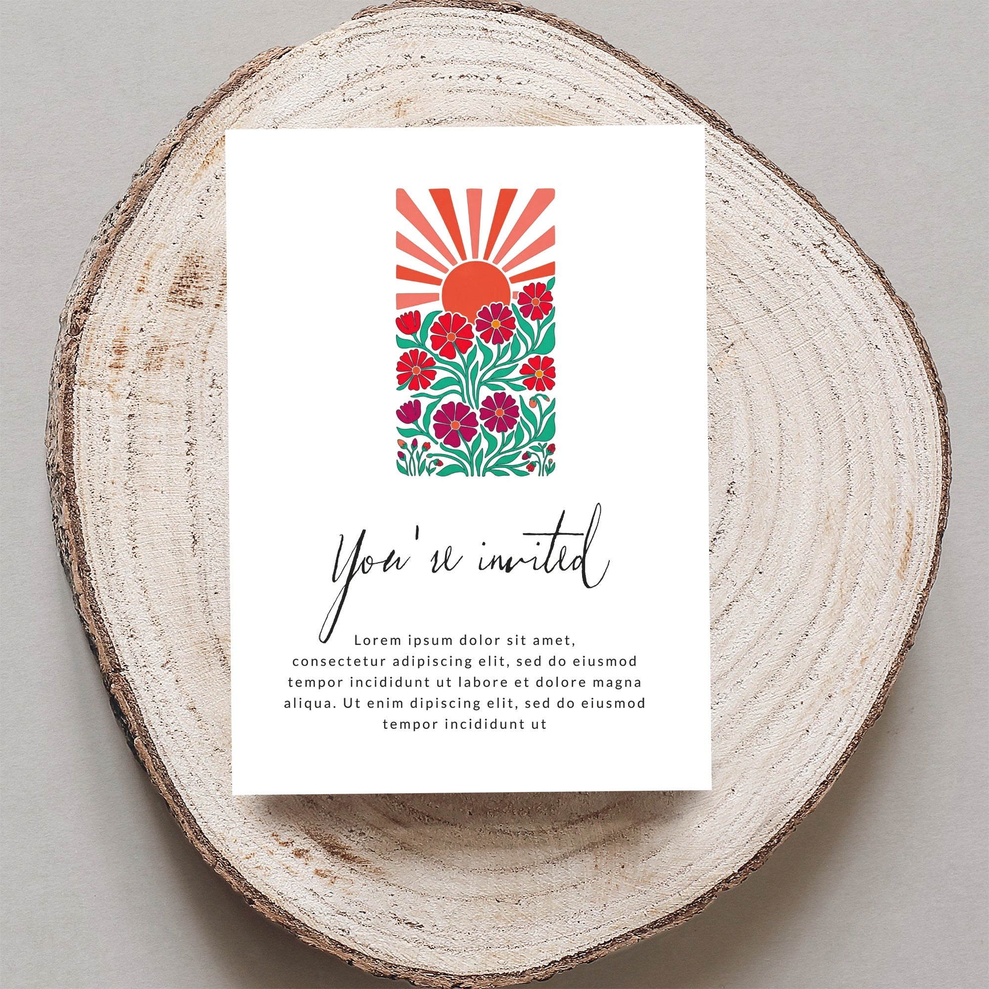 SVG Vibrant Retro Sun and Flowers Digital Print, 70s Psychedelic Botanical Illustration, Groovy Wall Art Download, Hippie Aesthetic Decor