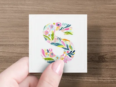 SVG Vibrant Watercolor Letter S Clipart, Preppy Tropical Floral Alphabet PNG, Digital Download, Commercial Use SVG, Hand Painted Art, Trendy