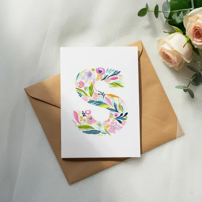 SVG Vibrant Watercolor Letter S Clipart, Preppy Tropical Floral Alphabet PNG, Digital Download, Commercial Use SVG, Hand Painted Art, Trendy